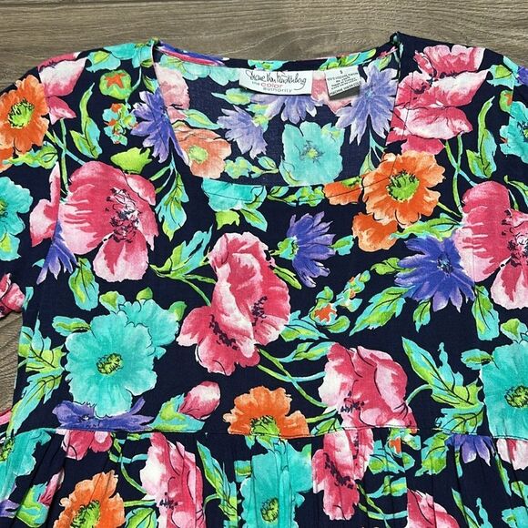 Diane Von‎ Furstenberg Floral Square Neck Short Sleeve Picket Maxi Dress Small - Picture 6 of 14